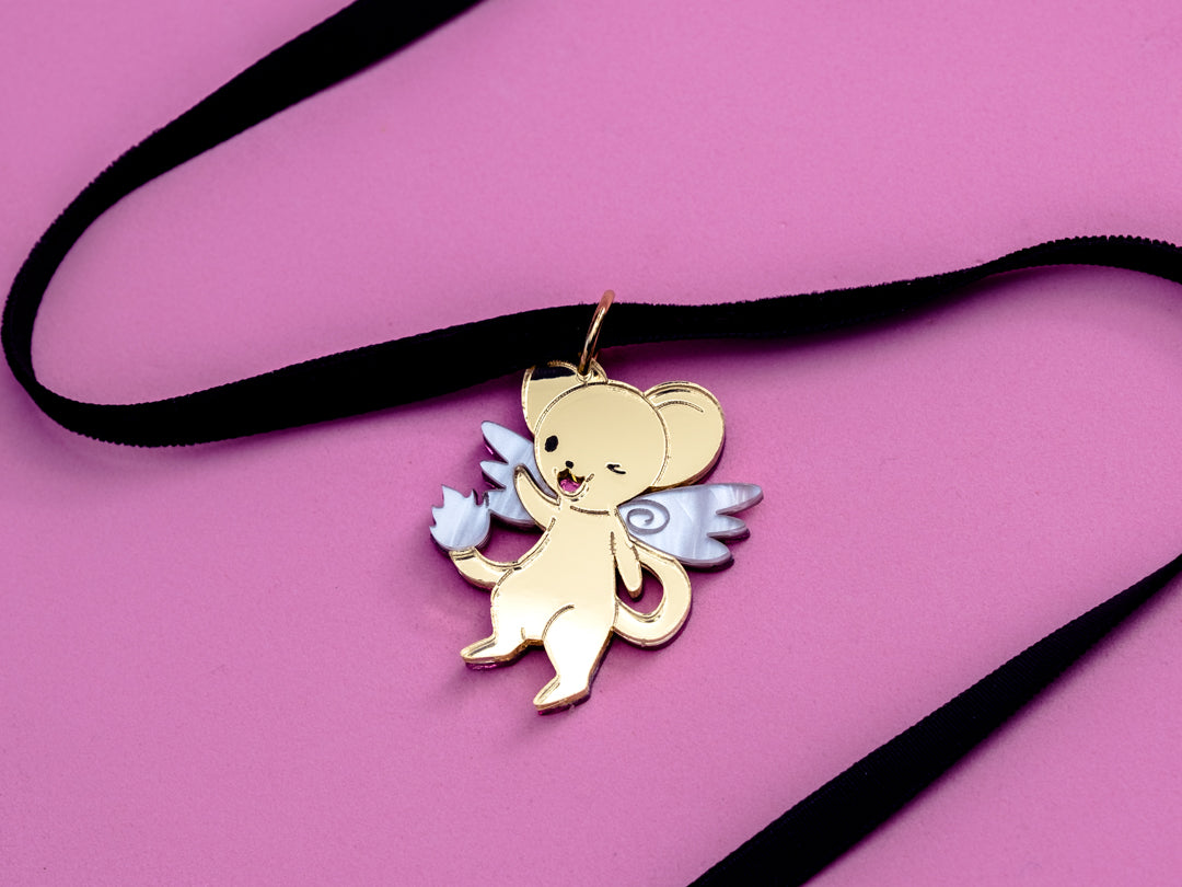 Choker de metacrilato inspirado en tu serie de anime de la infancia Sakura Cazadora de Cartas, Espejo dorado y color para dar ese toque brillante a esta joyita