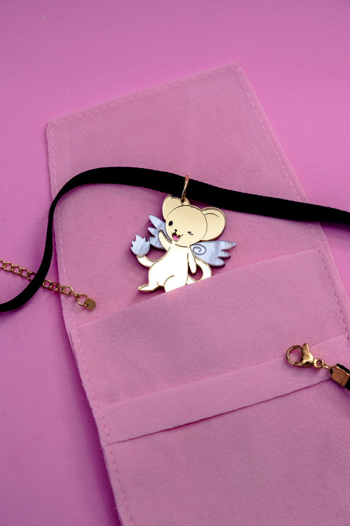 Choker de metacrilato inspirado en tu serie de anime de la infancia Sakura Cazadora de Cartas, Espejo dorado y color para dar ese toque brillante a esta joyita