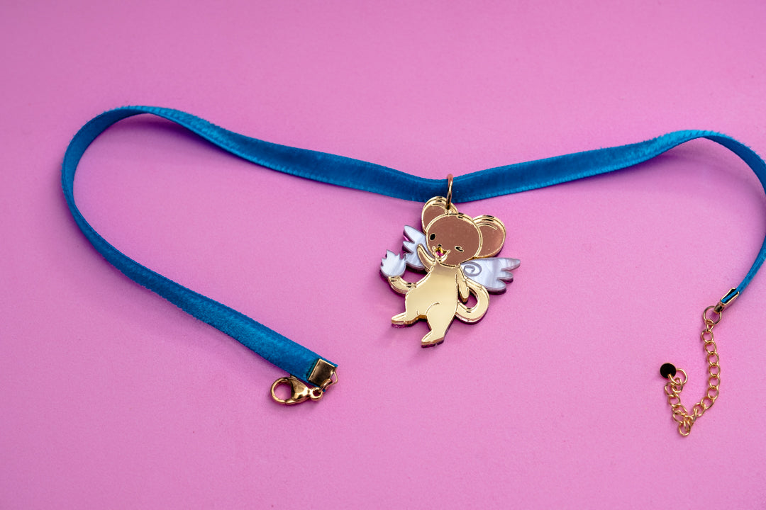 Choker de metacrilato inspirado en tu serie de anime de la infancia Sakura Cazadora de Cartas, Espejo dorado y color para dar ese toque brillante a esta joyita