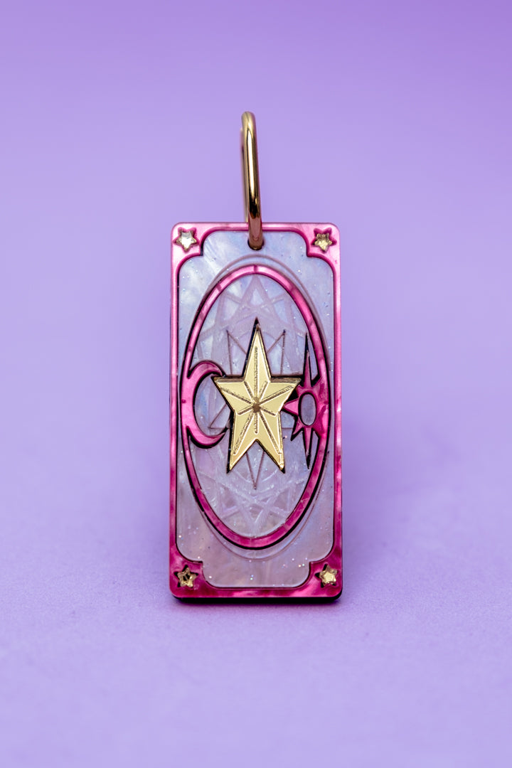 Pendientes de metacrilato inspirados en tu serie de anime de la infancia Sakura Cazadora de Cartas, Espejo dorado y color para dar ese toque brillante a esta joyita