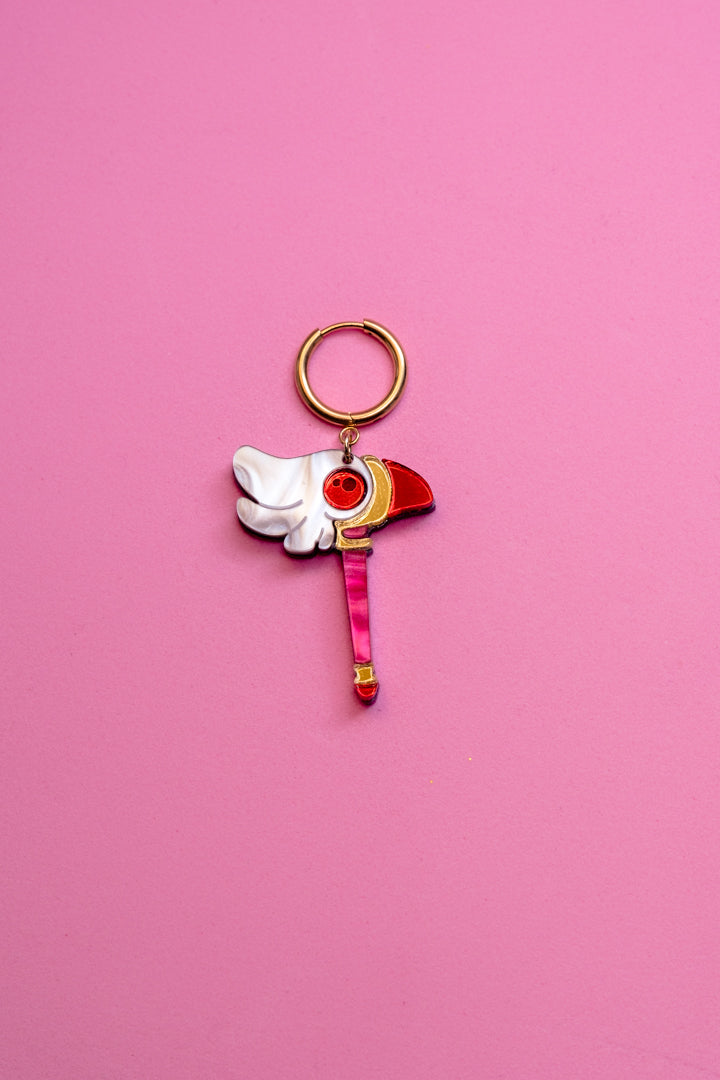 Pendientes de metacrilato inspirados en tu serie de anime de la infancia Sakura Cazadora de Cartas, Espejo dorado y color para dar ese toque brillante a esta joyita
