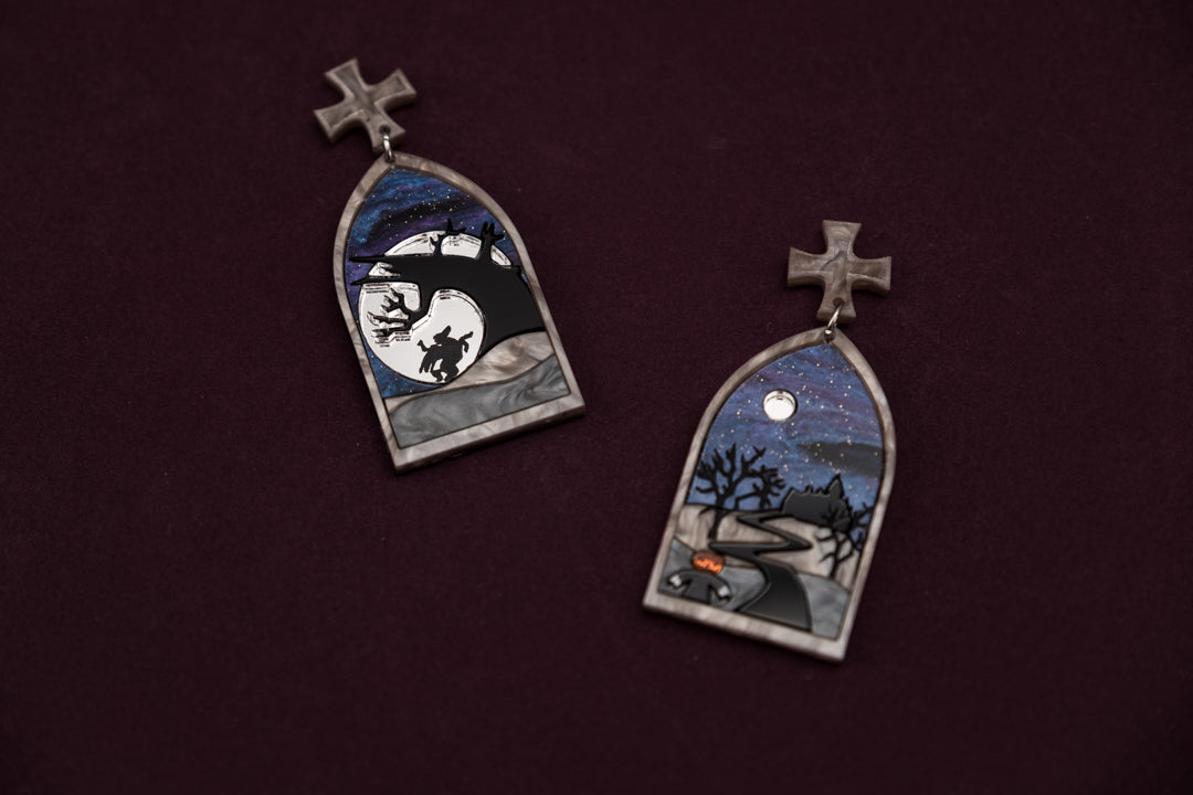 Pendientes de metacrilato inspirados en las películas de Tim Burton, estas joyas están hechas a mano pieza por pieza dando ese toque único y especial