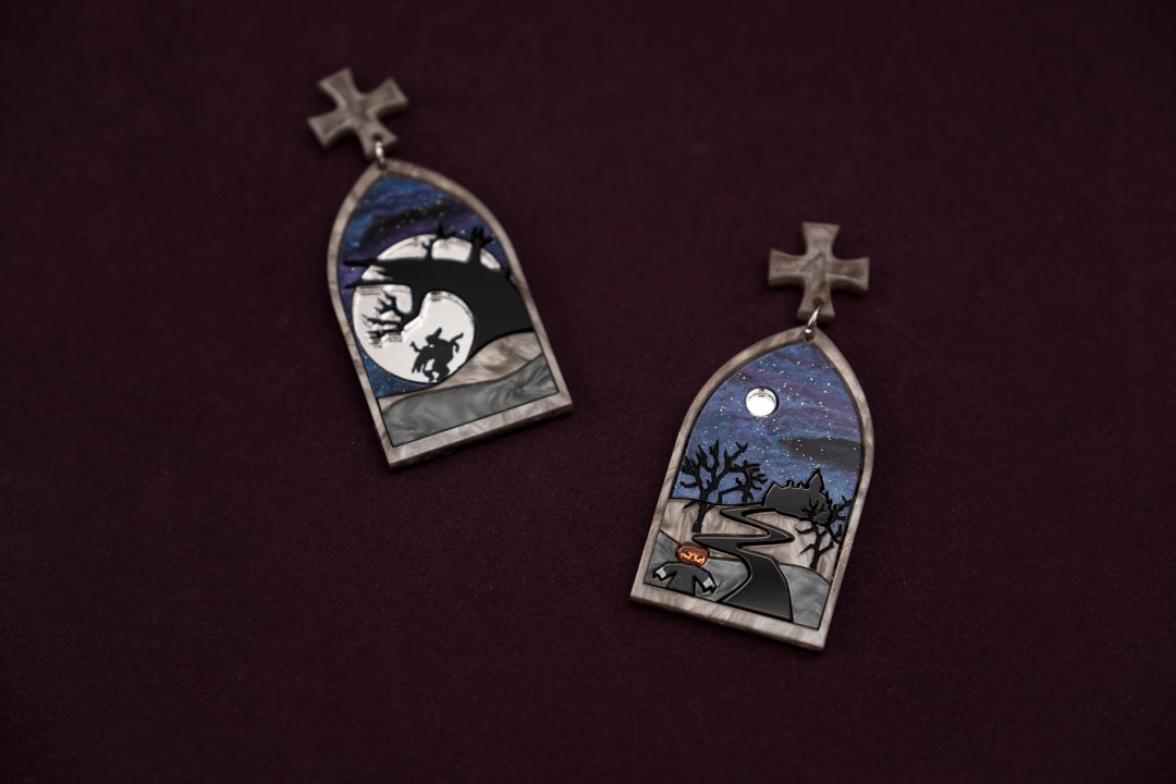 Pendientes de metacrilato inspirados en las películas de Tim Burton, estas joyas están hechas a mano pieza por pieza dando ese toque único y especial