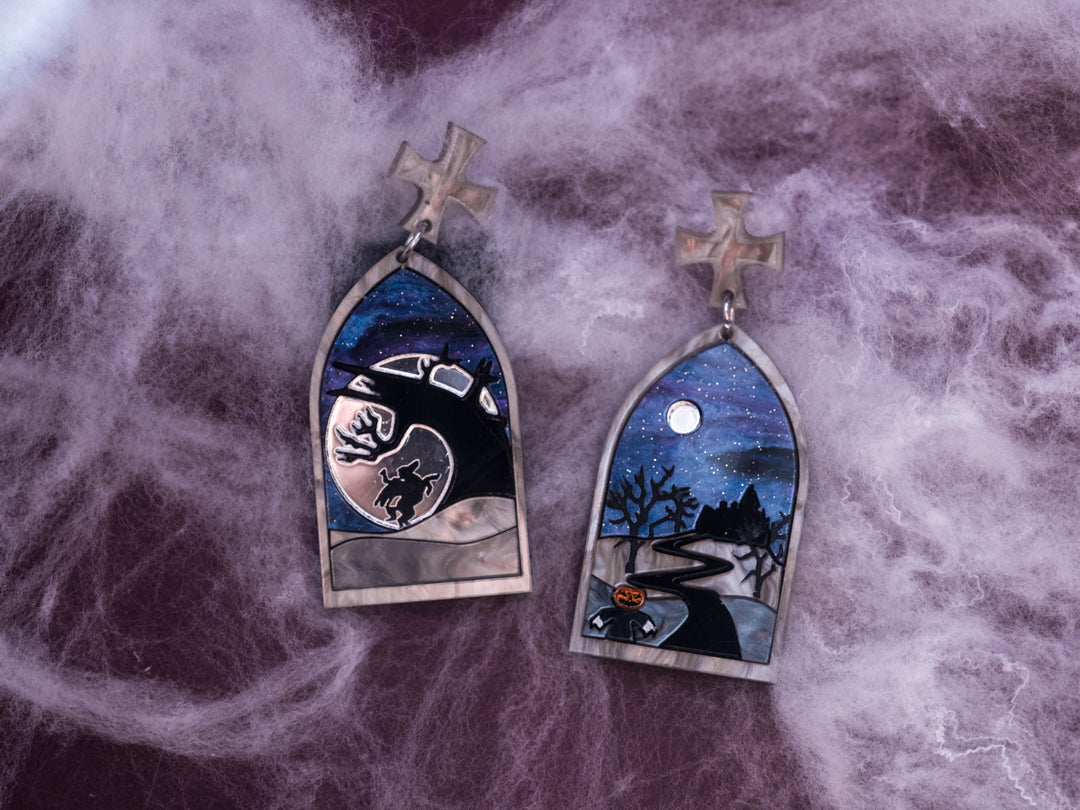 Pendientes de metacrilato inspirados en las películas de Tim Burton, estas joyas están hechas a mano pieza por pieza dando ese toque único y especial