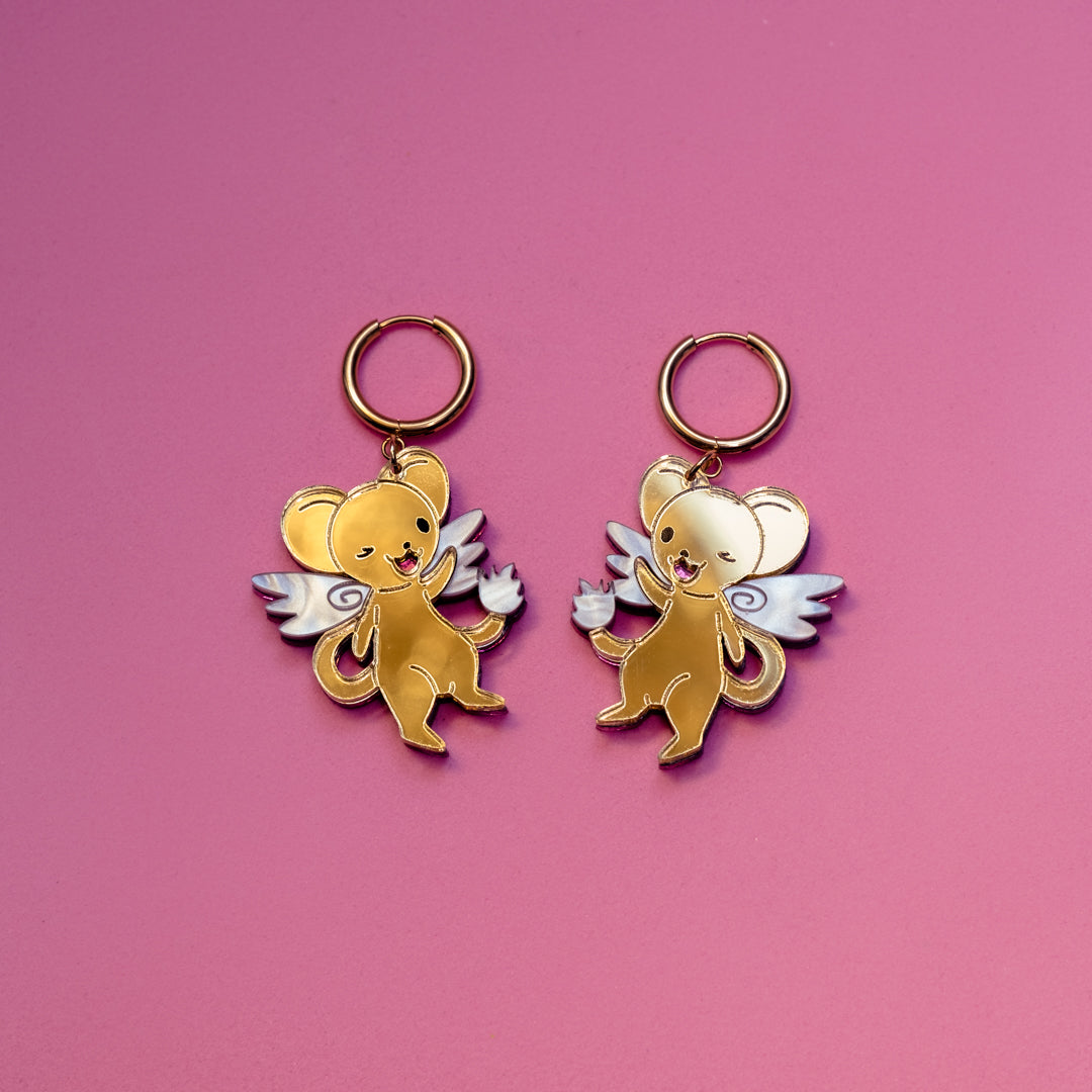 Pendientes de metacrilato inspirados en tu serie de anime de la infancia Sakura Cazadora de Cartas, Espejo dorado y color para dar ese toque brillante a esta joyita