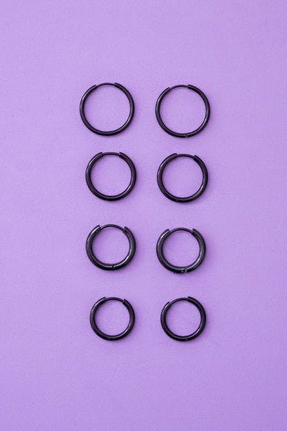 aros de acero inoxidable en color negro y diferentes medidas