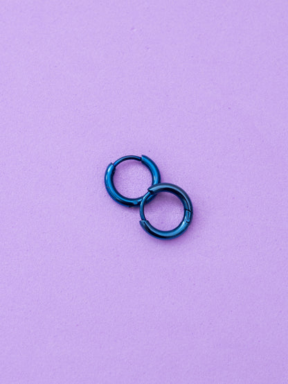 aros de acero inoxidable mini, 10mm, en color azul eléctrico