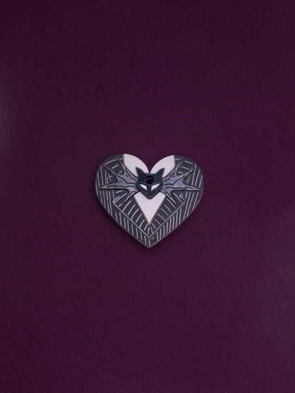 Corazón de Jack de pesadilla antes de navidad hecho con metacrilatos efecto mate y aguas