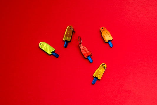 Pendientes de metacrilato inspirado en los helados fantasmikos que disfrutábamos de pequeños. Coloridos y divertidos