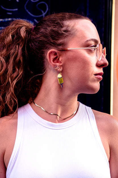 Pendientes de metacrilato inspirados en los helados que disfrutábamos de pequeños en verano. Coloridos y divertidos, ideales para lucir en cualquier ocasión 