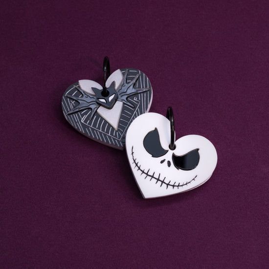 Corazón de Jack de pesadilla antes de navidad hecho con metacrilatos efecto mate y brillo
