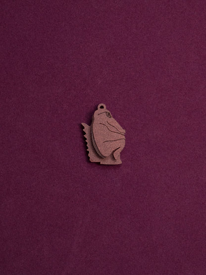 Pack de 5 pendientes de metacrilato inspirados en la famosa película de jumanji, en este caso la pieza del cocodrilo en metacrilato piedra marrón
